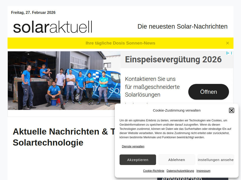 Website von solaraktuell in München