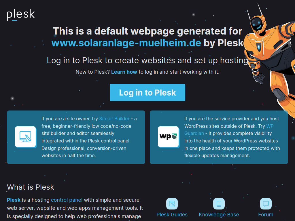 Website von Domain Default page