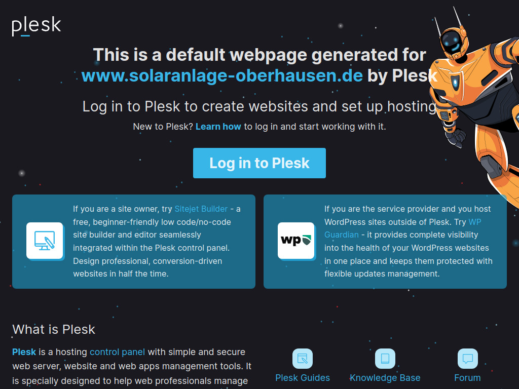 Website von Domain Default page