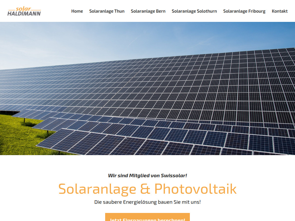 Website von solar HALDIMANN in Buchen