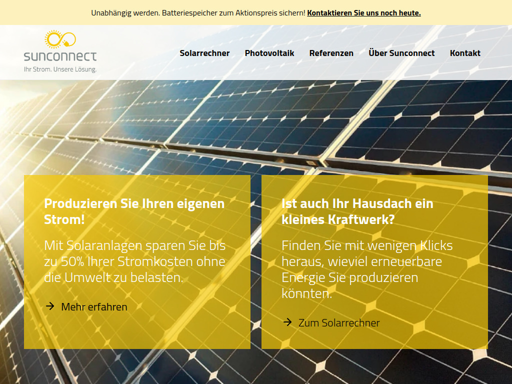 Website von Sunconnect GmbH in Au ZH
