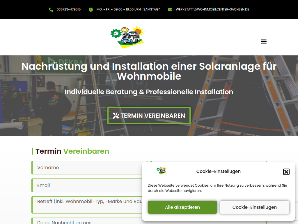 Website von Solaranlage Wohnmobil Nachrüsten in Bernsdorf