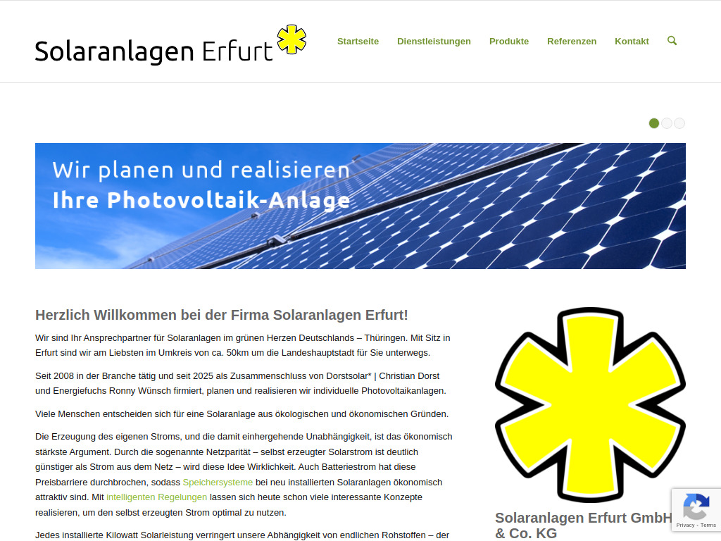 Website von Solaranlagen Erfurt GmbH & Co. KG in Erfurt