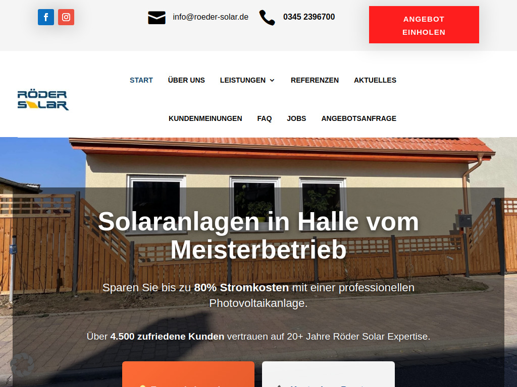 Website von Röder Solar GmbH in Halle