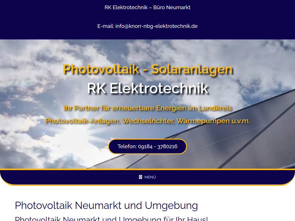 Website von RK Elektrotechnik in Schwabach-Rednitzhembach