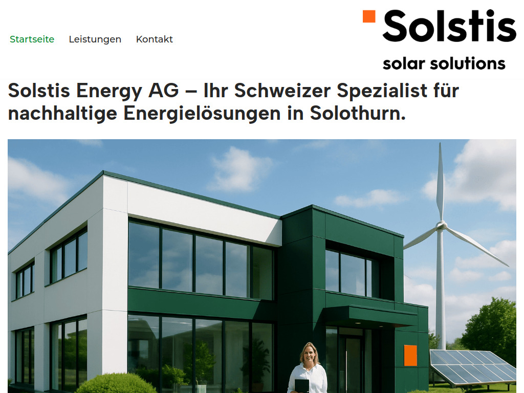 Website von Solstis Energy AG in Solothurn