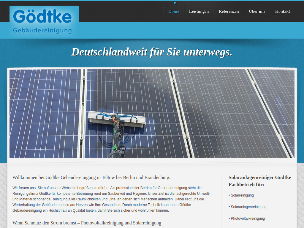 Website von Gödtke Gebäudereinigung UG in Teltow