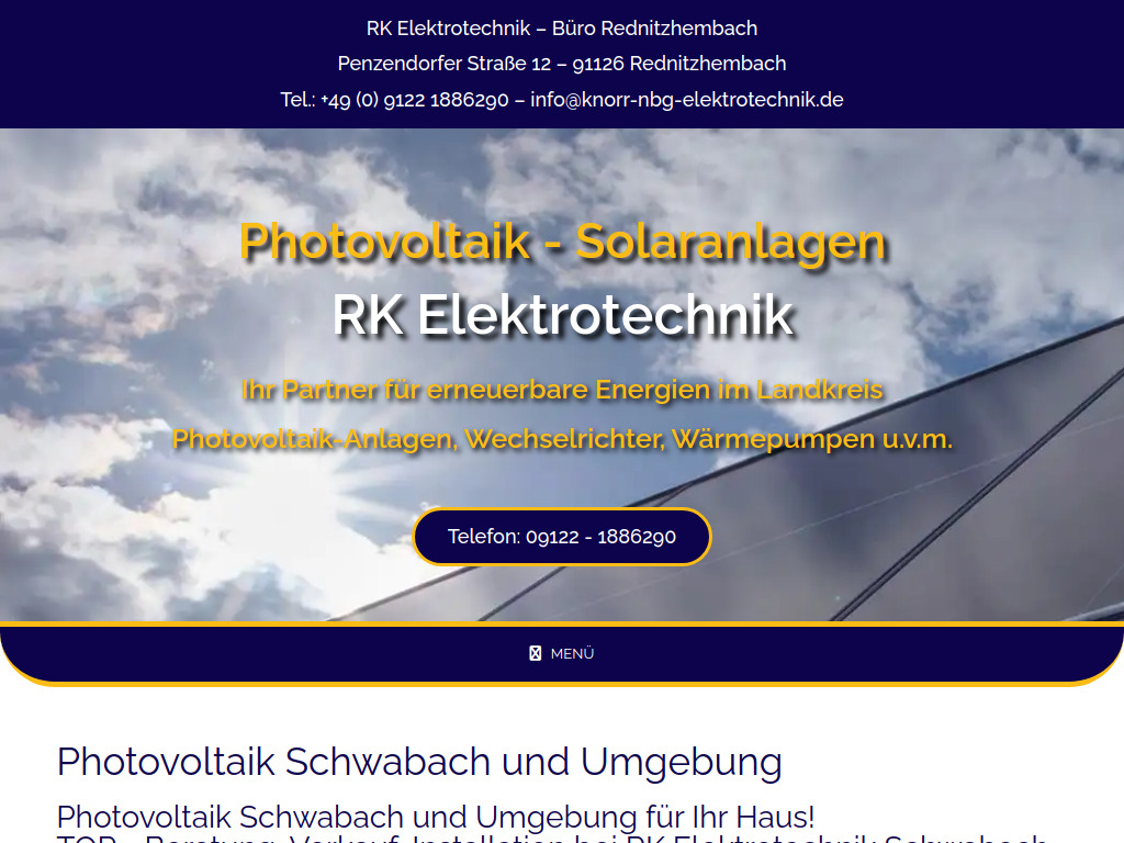 Website von RK Elektrotechnik in Schwabach-Rednitzhembach