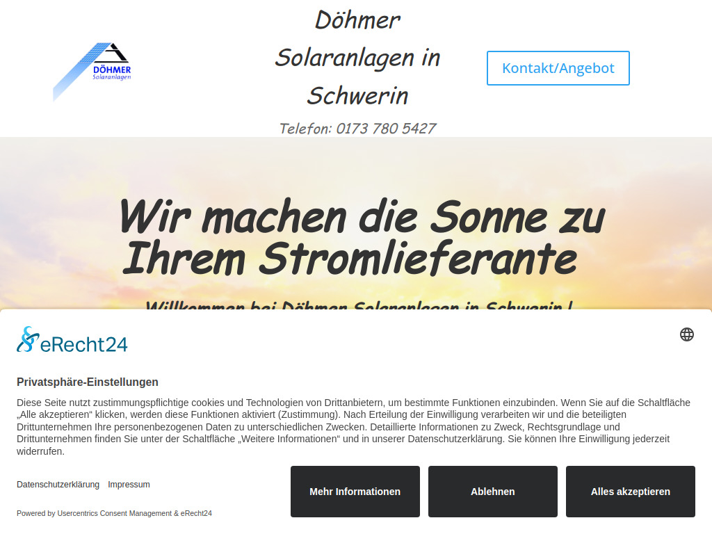Website von Jens Döhmer Solaranlagen in Schwerin