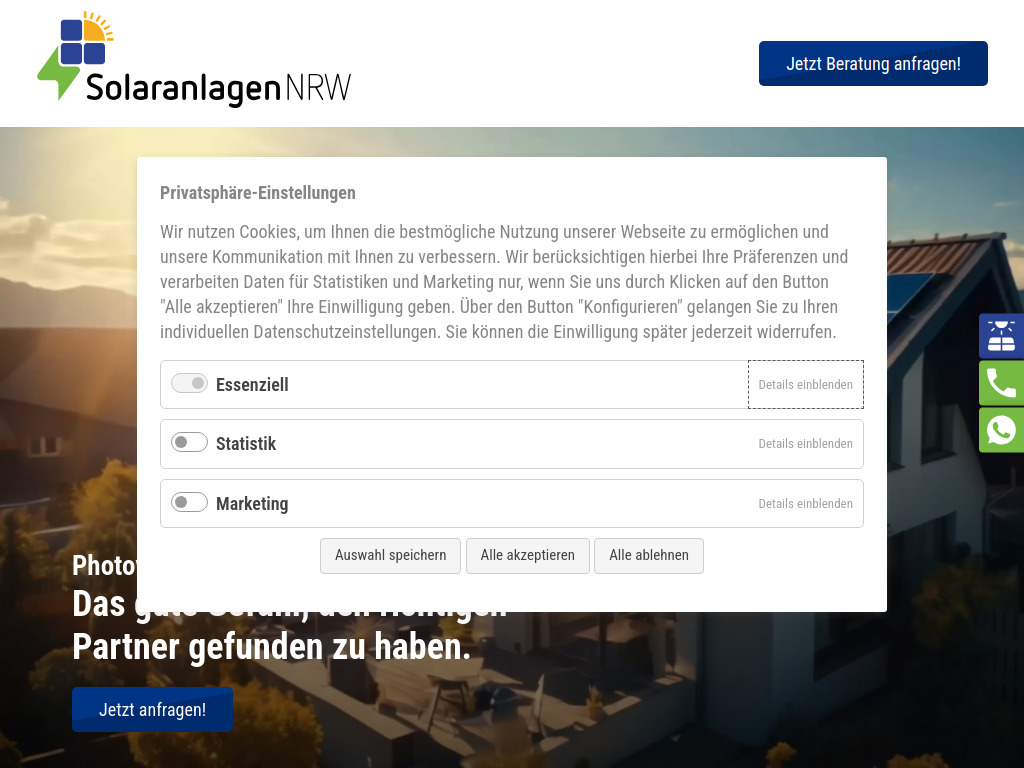 Website von Solarbau Rhein Ruhr OHG in Düsseldorf