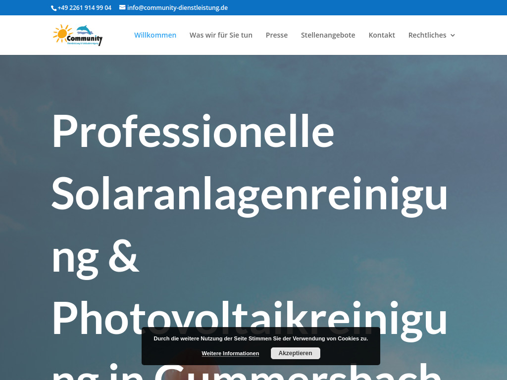 Website von Community Dienstleistung & Gebäudereinigung Karl Zeider in Gummersbach