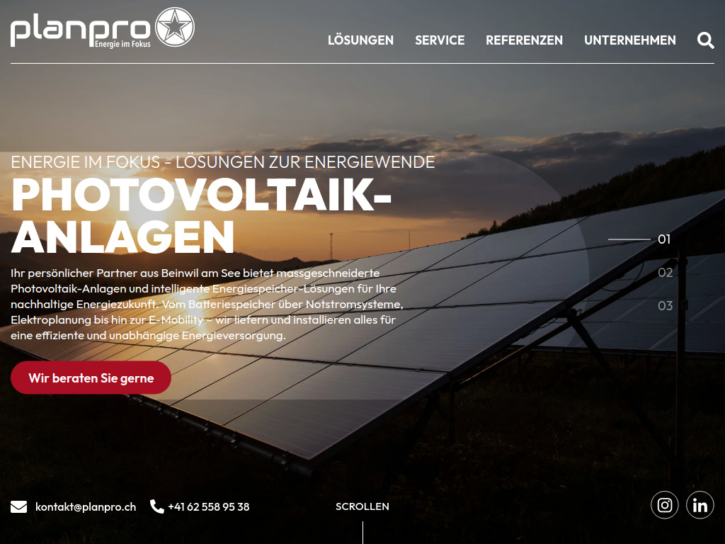 Website von PlanPRO AG in Beinwil am See