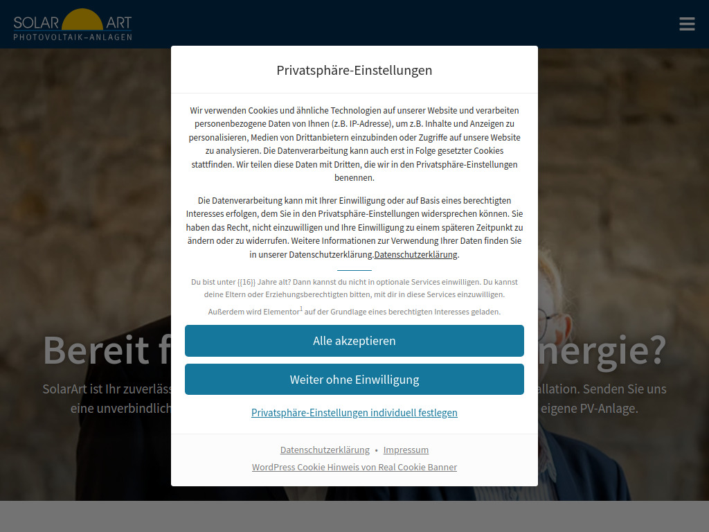 Website von SolarArt Services GmbH & Co. KG in Randersacker