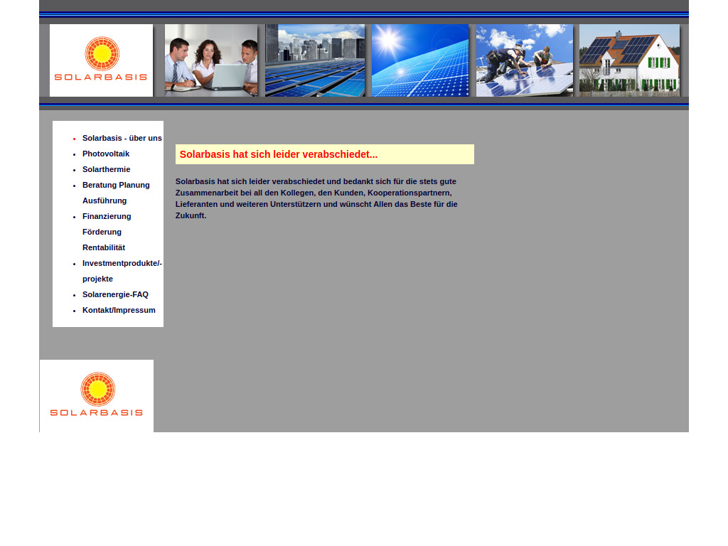 Website von Solarbasis - Photovoltaik und Solarthermie in Berlin und Umland -- Solarenergie