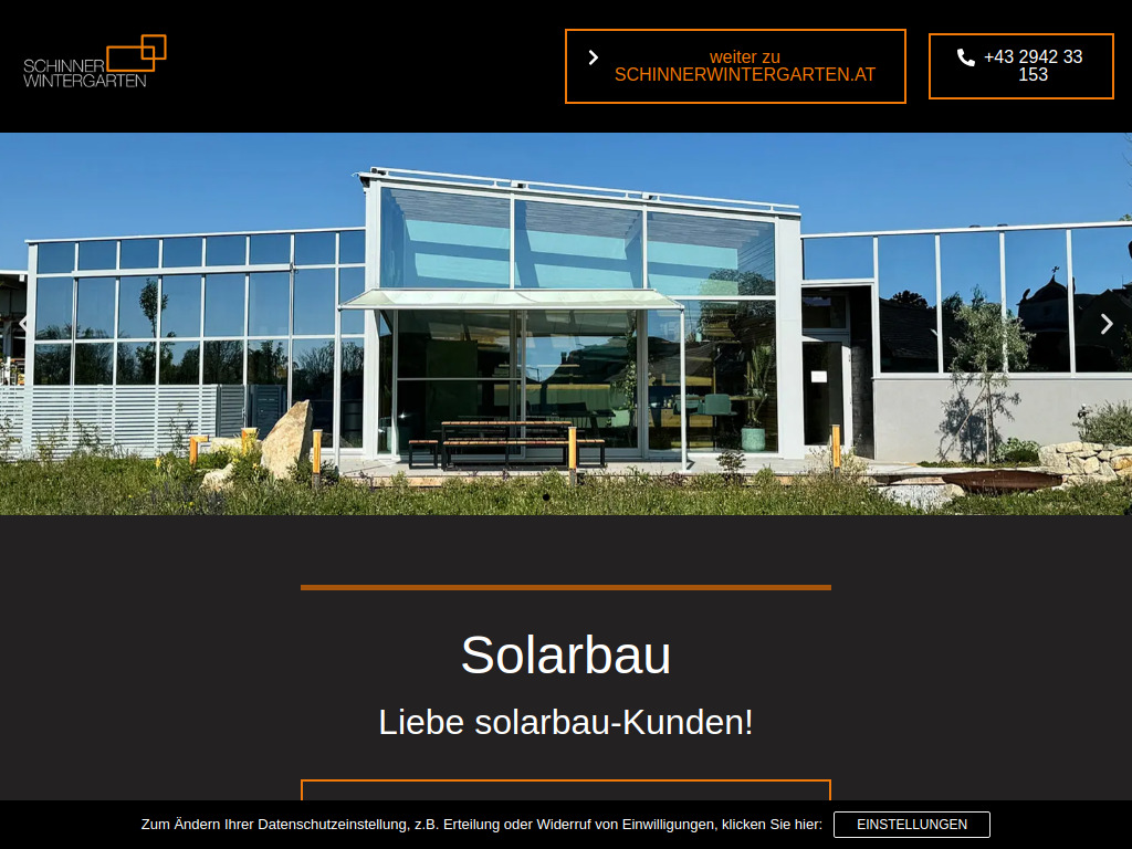 Website von SCHINNERWINTERGARTEN GmbH in Unternalb bei Retz