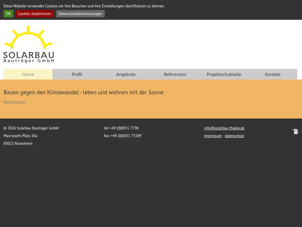 Website von Solarbau Bauträger GmbH in Rosenheim