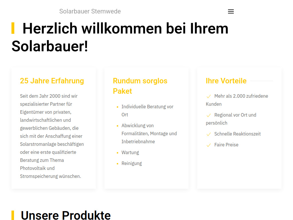 Website von Solarbauer Stemwede GmbH & Co. KG in Stemwede-Wehdem