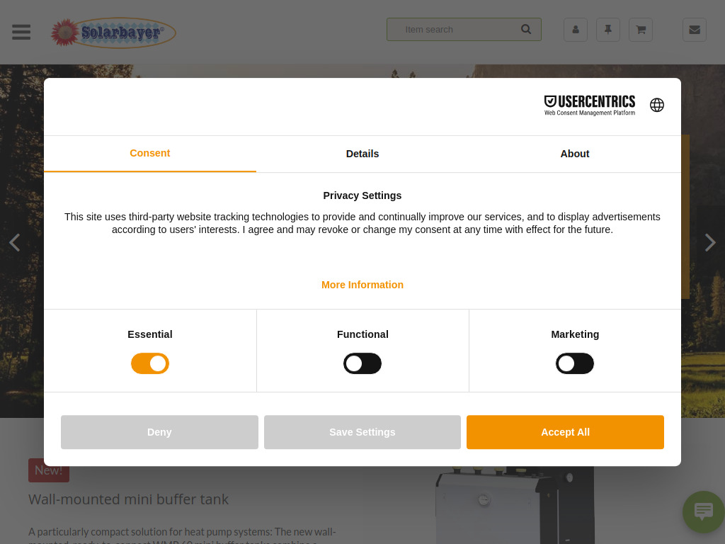 Website von Solarbayer GmbH in Pollenfeld-Preith