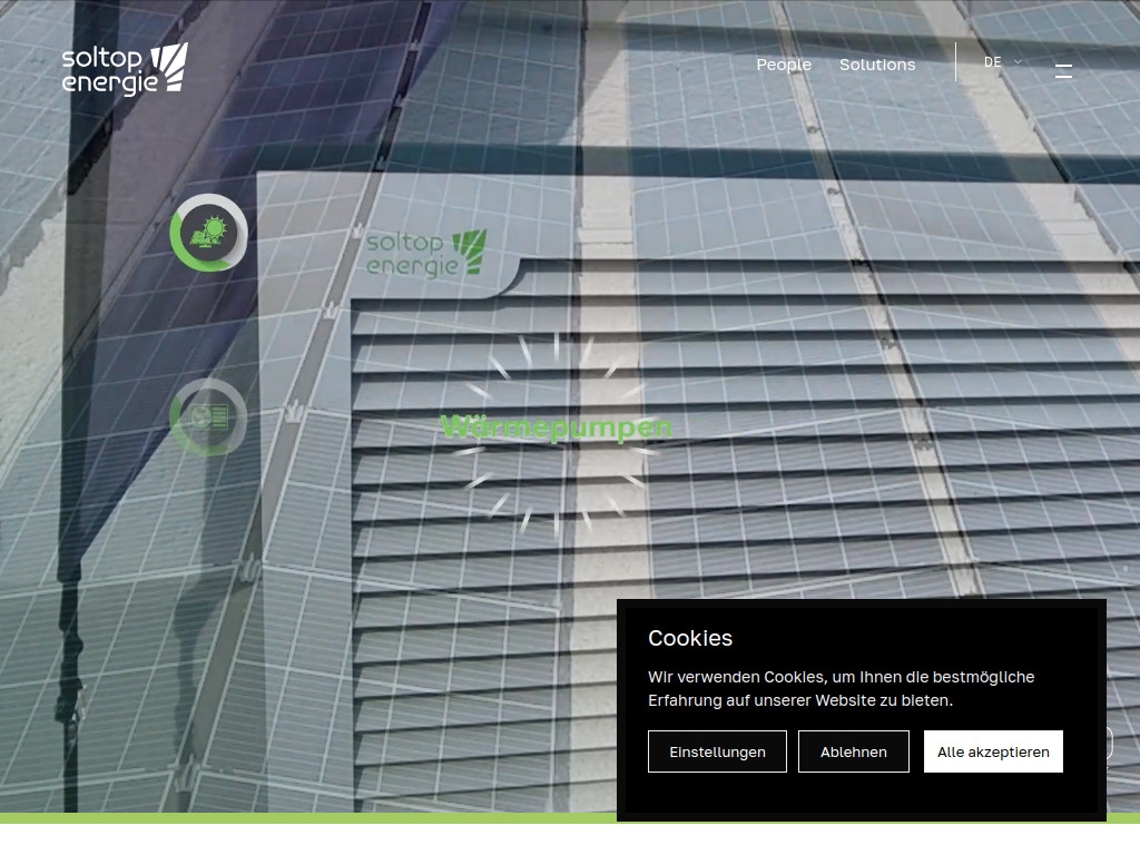 Website von SOLTOP Energie AG in Elgg