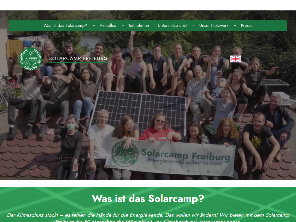 Website von Solarcamp Freiburg in Freiburg im Breisgau