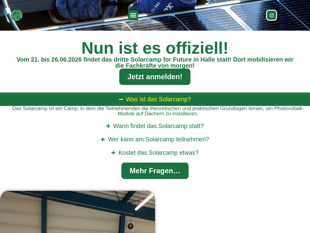 Website von Solarcamp for Future Halle e.V. in Halle
