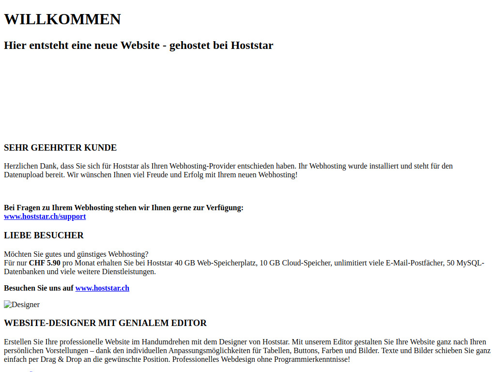 Website von HOSTSTAR - Multimedia Networks AG in Fraubrunnen