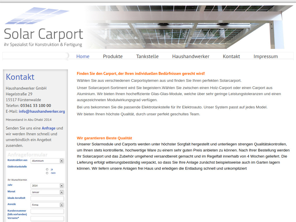 Website von Haushandwerker GmbH in Fürstenwalde