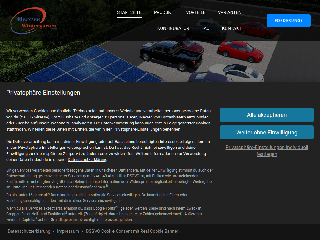 Website von Solarcarport Manufaktur - Solarcarport Manufaktur