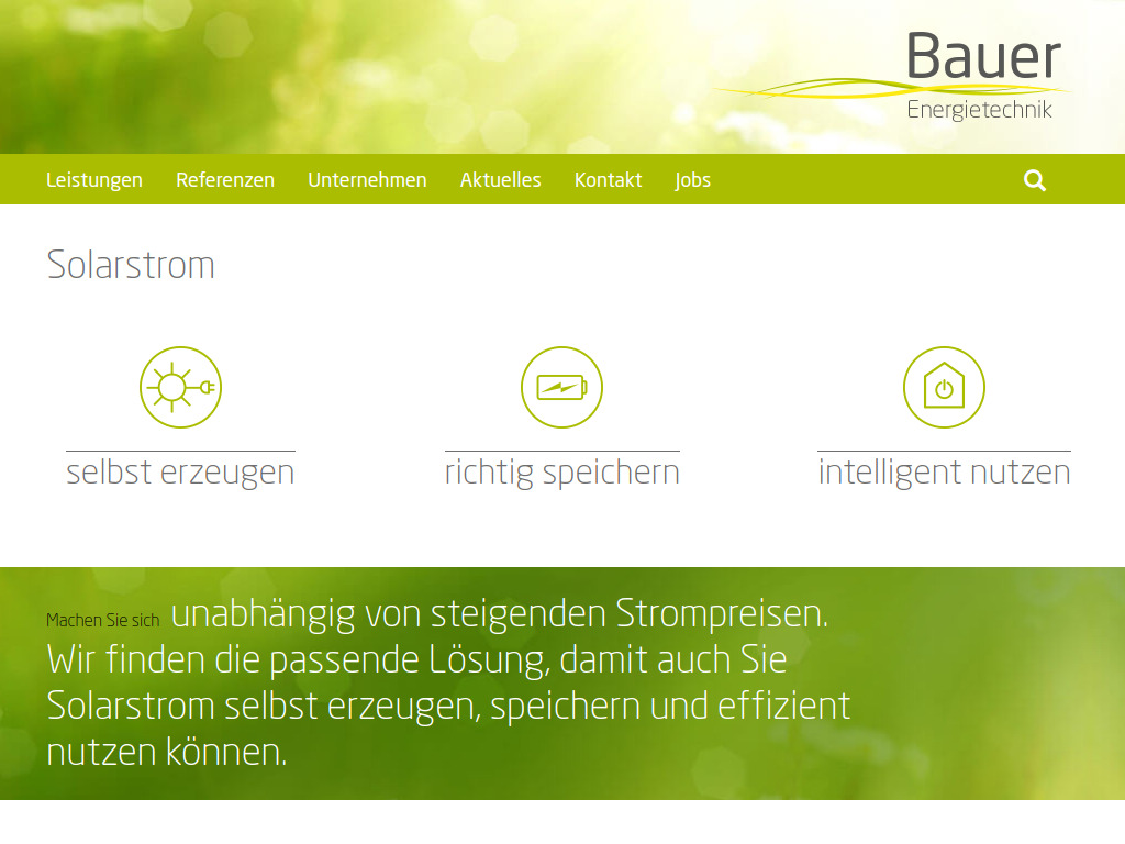 Website von Bauer Energietechnik e.K. in Ingolstadt