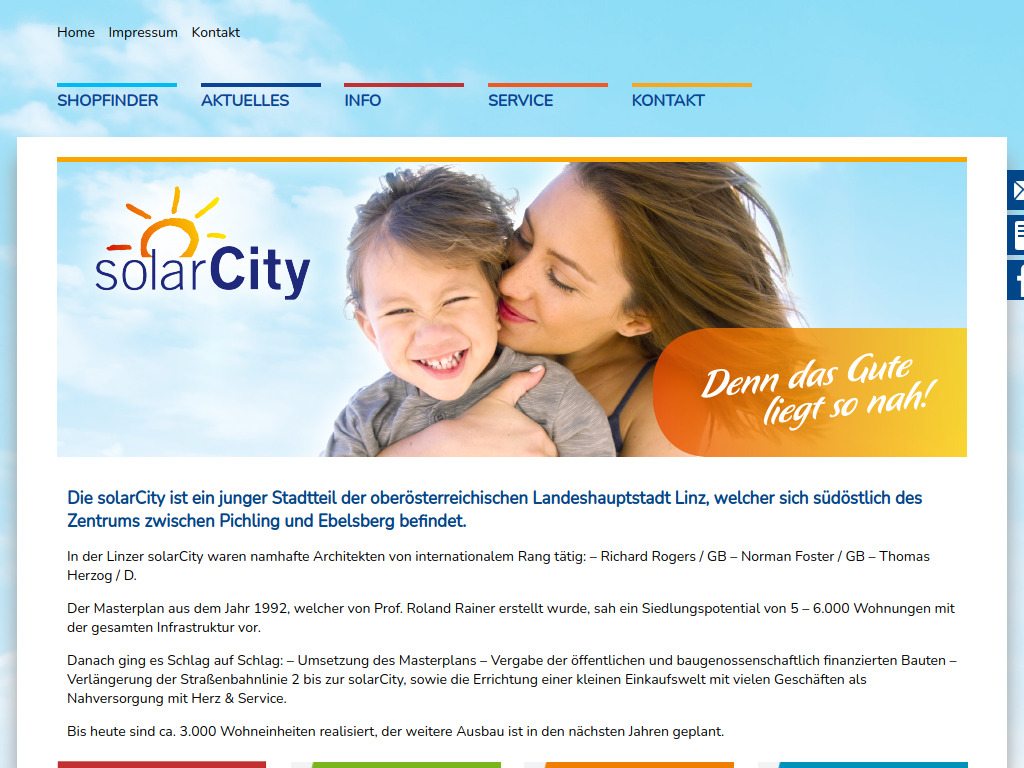 Website von solarCity in Linz