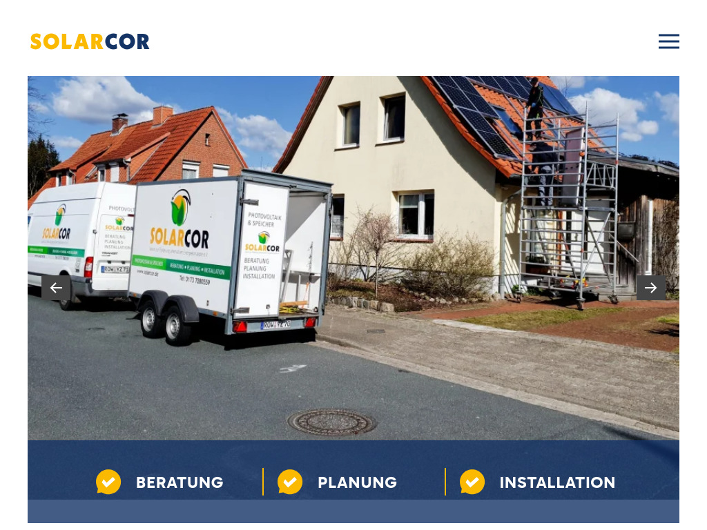 Website von Solarcor GmbH in Scheeßel