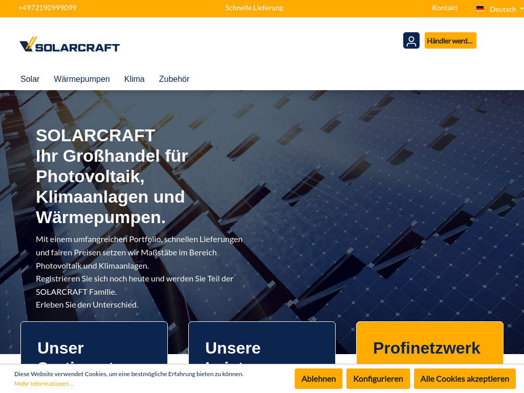 Website von SOLARCRAFT GmbH in Karlsruhe