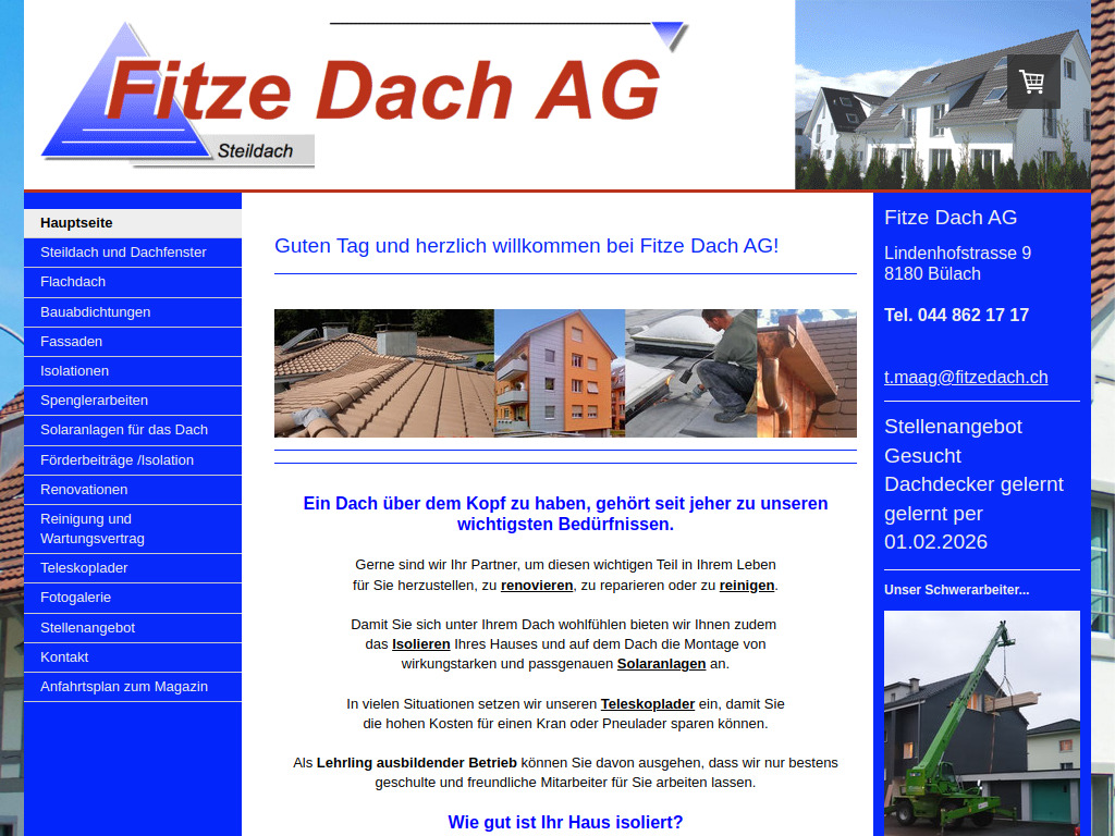 Website von Fitze Dach AG in Bülach