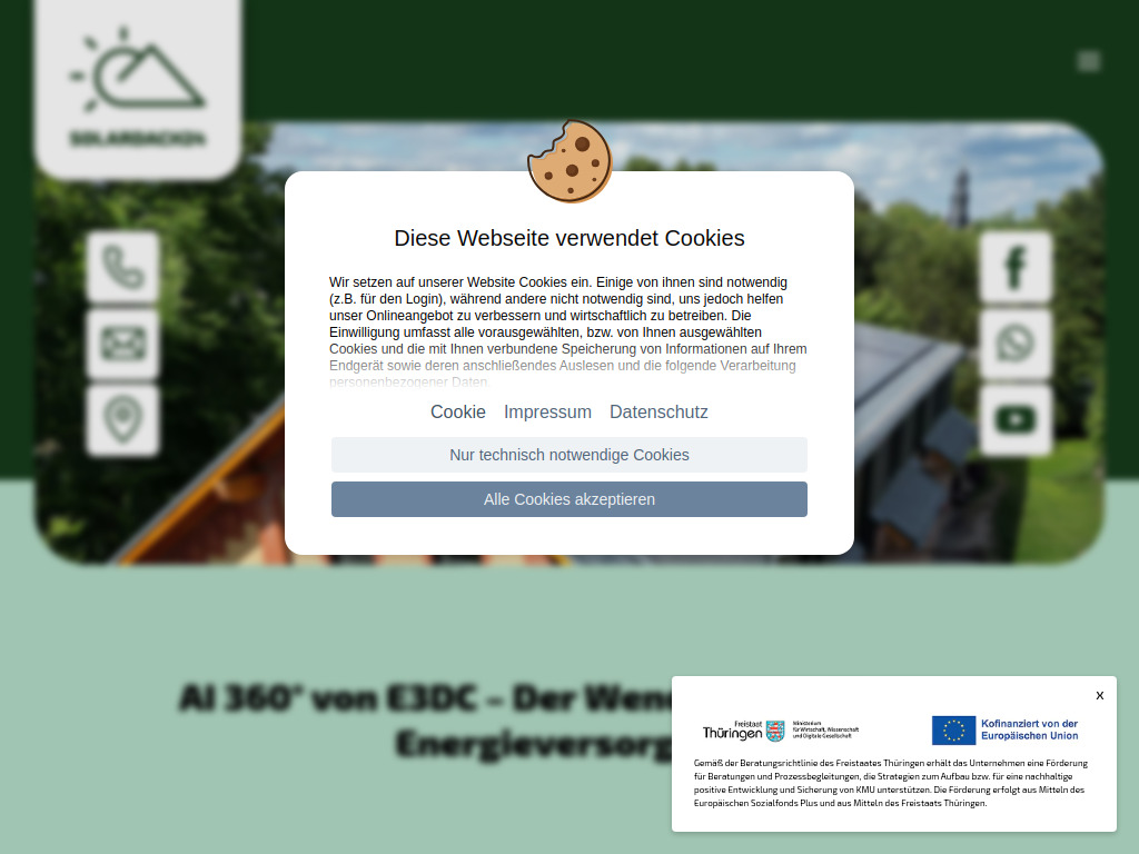 Website von Solardach24 GmbH in Elxleben bei Arnstadt