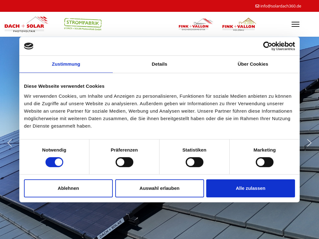 Website von Dach + Solar Photovoltaik GmbH in Knittlingen