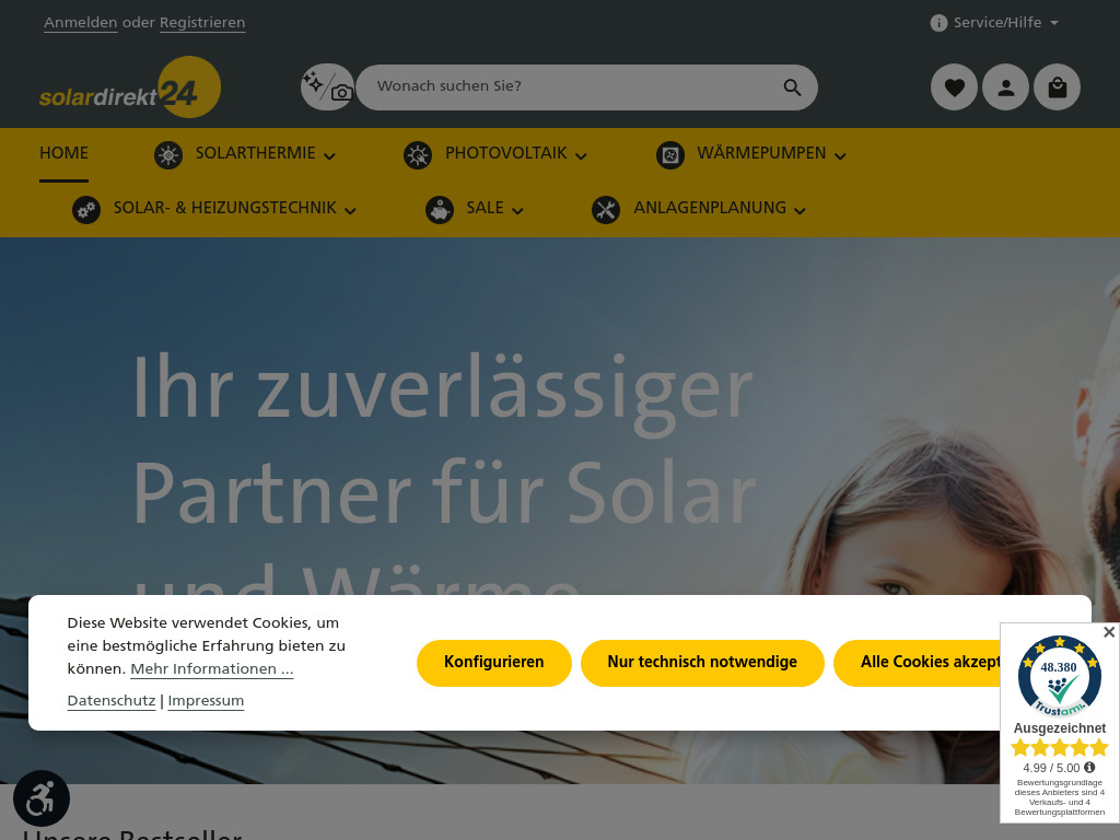 Website von Solardirekt24 GmbH in Wörrstadt