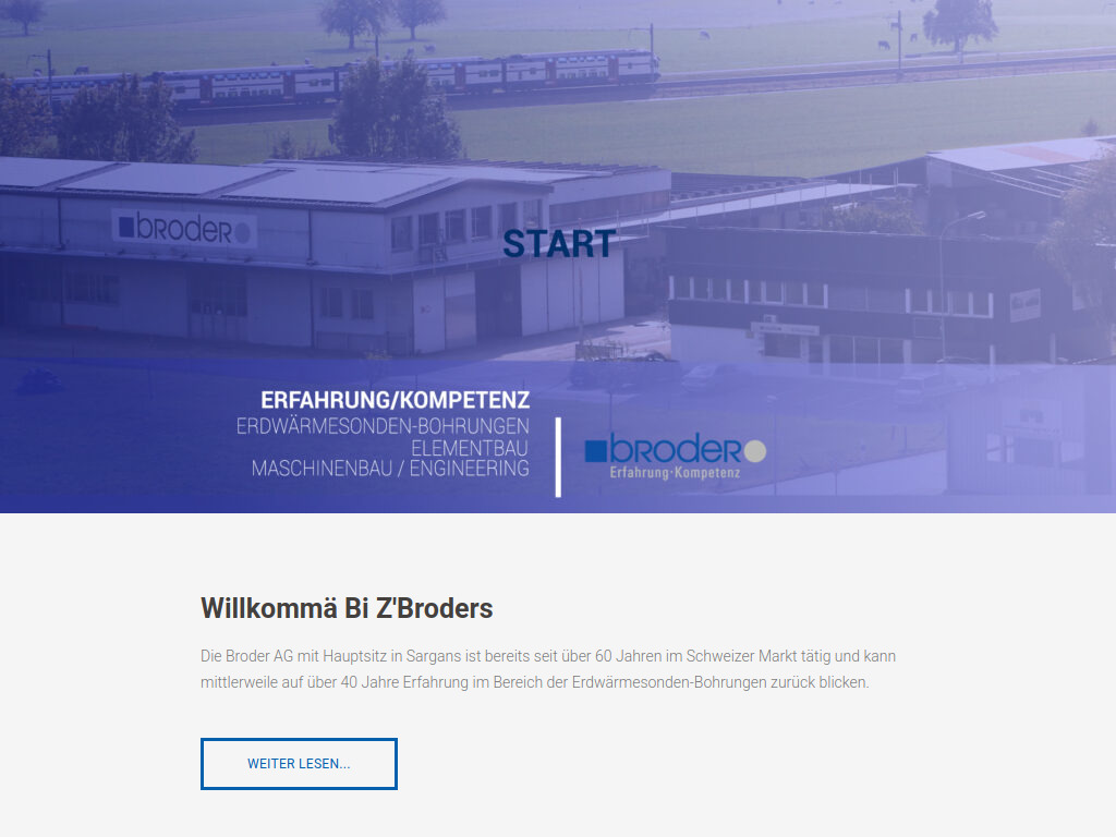 Website von Broder AG in Sargans