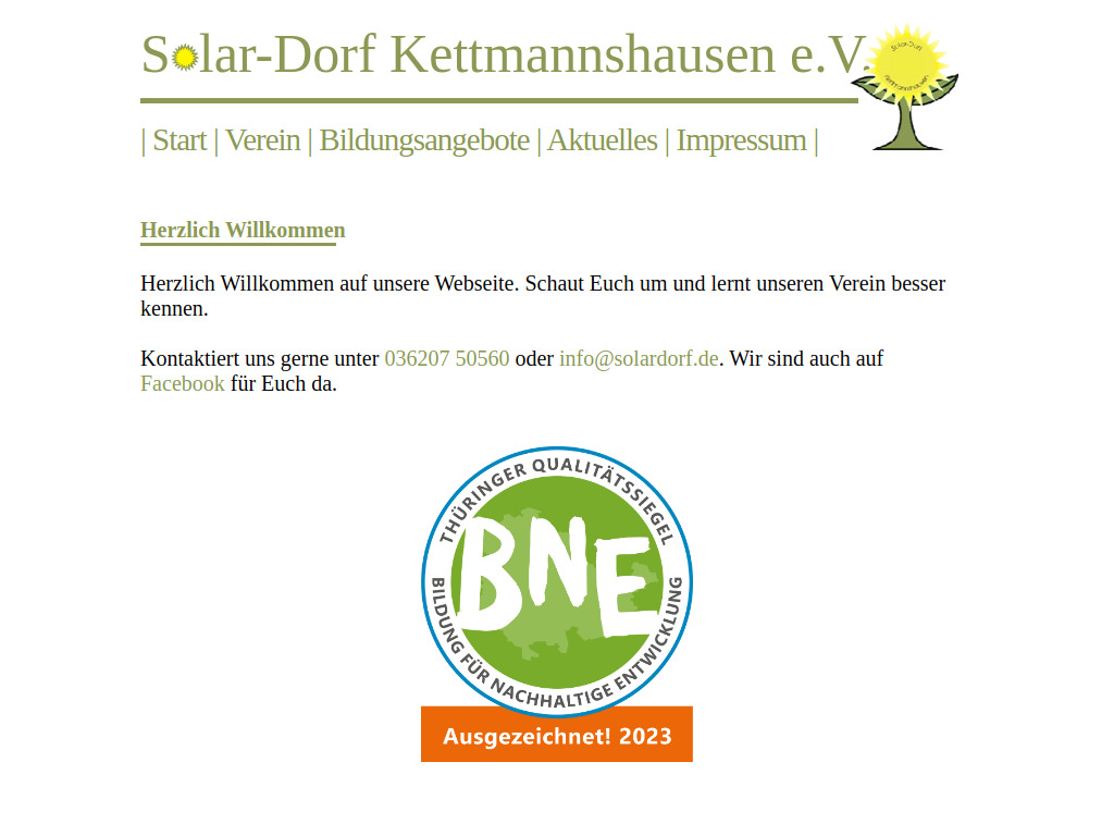 Website von Solar-Dorf Kettmannshausen e.V.