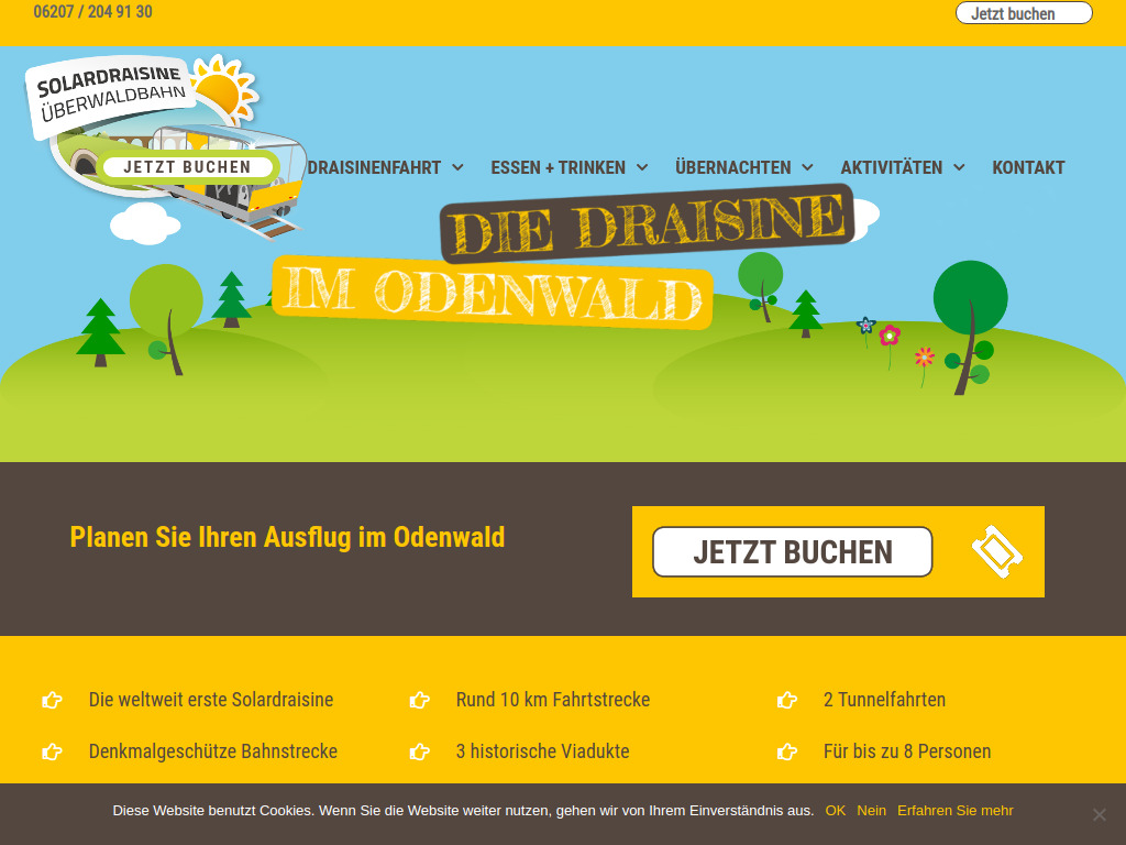 Website von Überwaldbahn gGmbH in Heppenheim