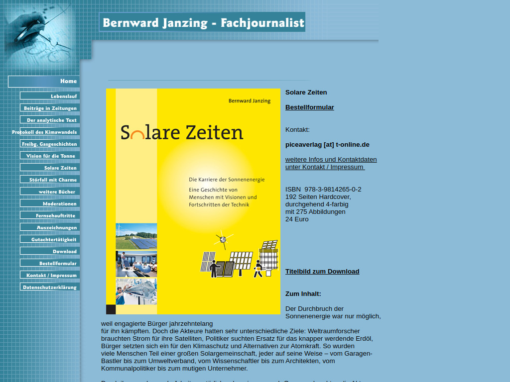 Website von Bernward Janzing - Fachjournalist in Freiburg