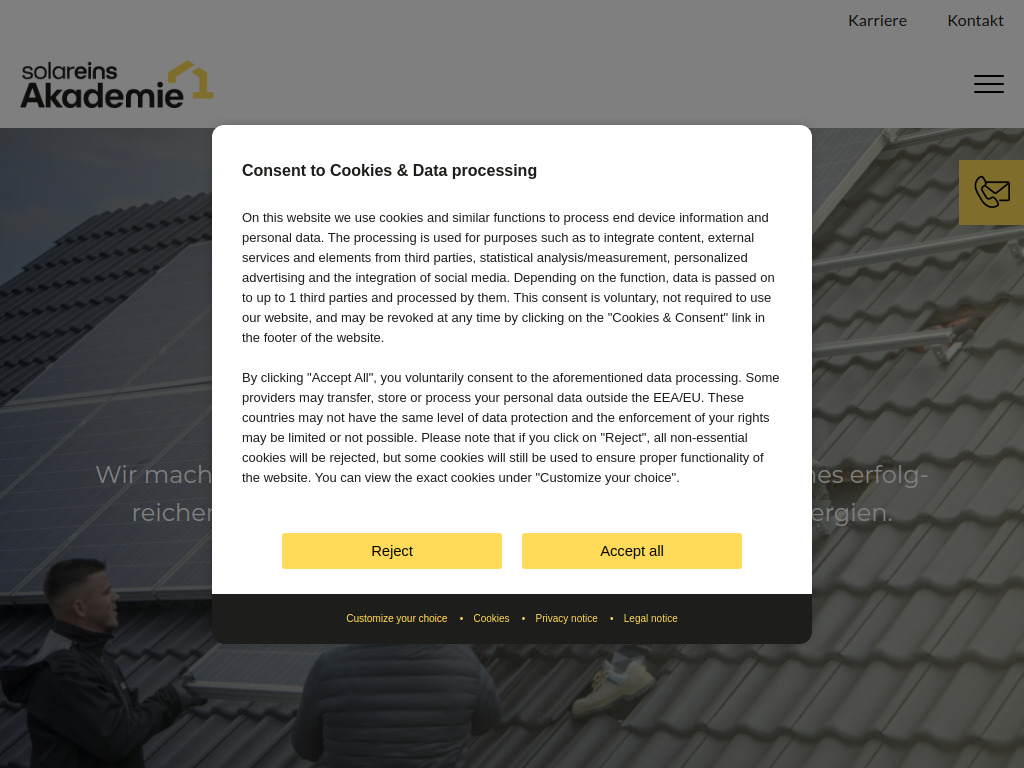 Website von solareins GmbH in Vöhringen