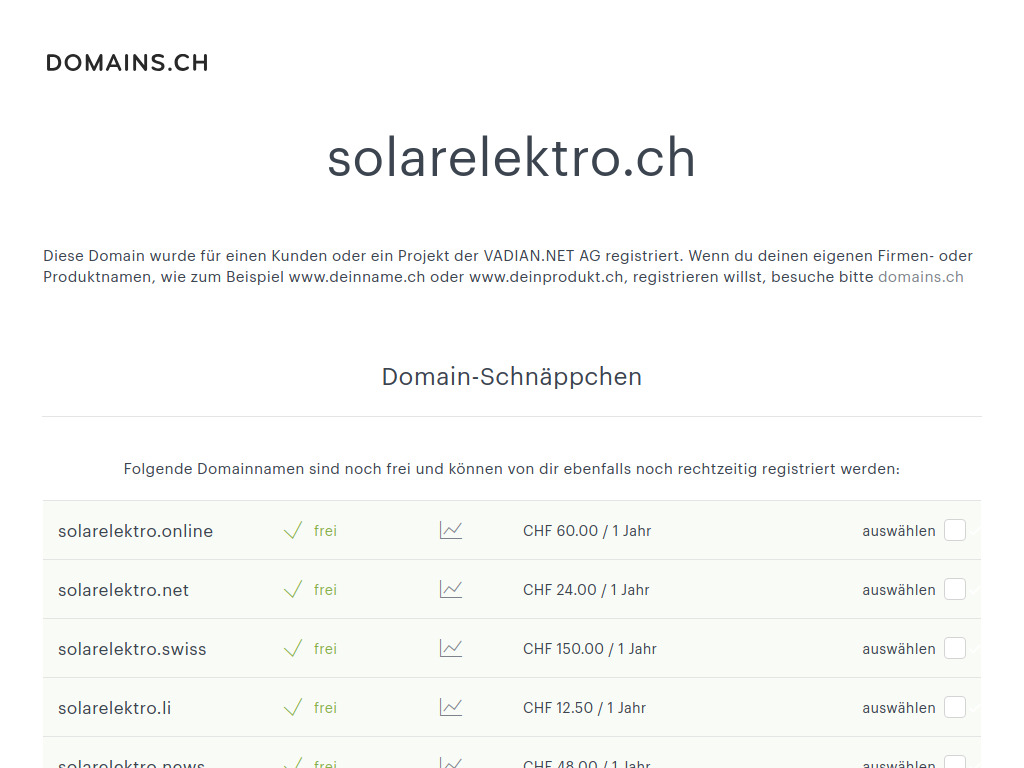 Website von solarelektro.ch in St