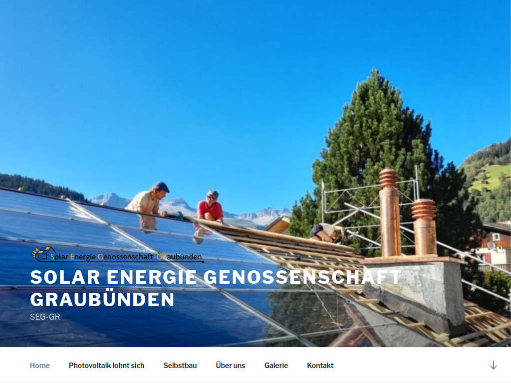 Website von Solar Energie Genossenschaft Graubünden in Segnas
