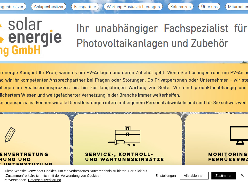 Website von Solarenergie Küng GmbH in Möriken-Wildegg