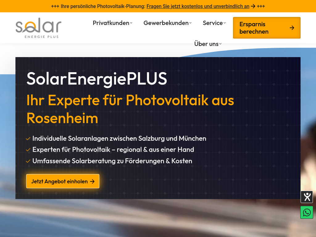 Website von SolarEnergiePLUS GmbH in Kolbermoor