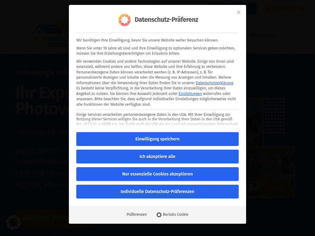 Website von Solarenergie REISS GmbH in Haiger