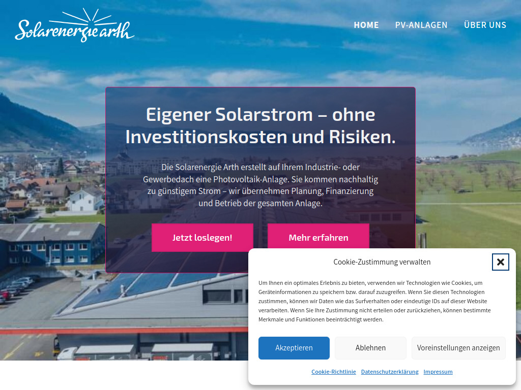 Website von Solarenergie Arth AG in Goldau