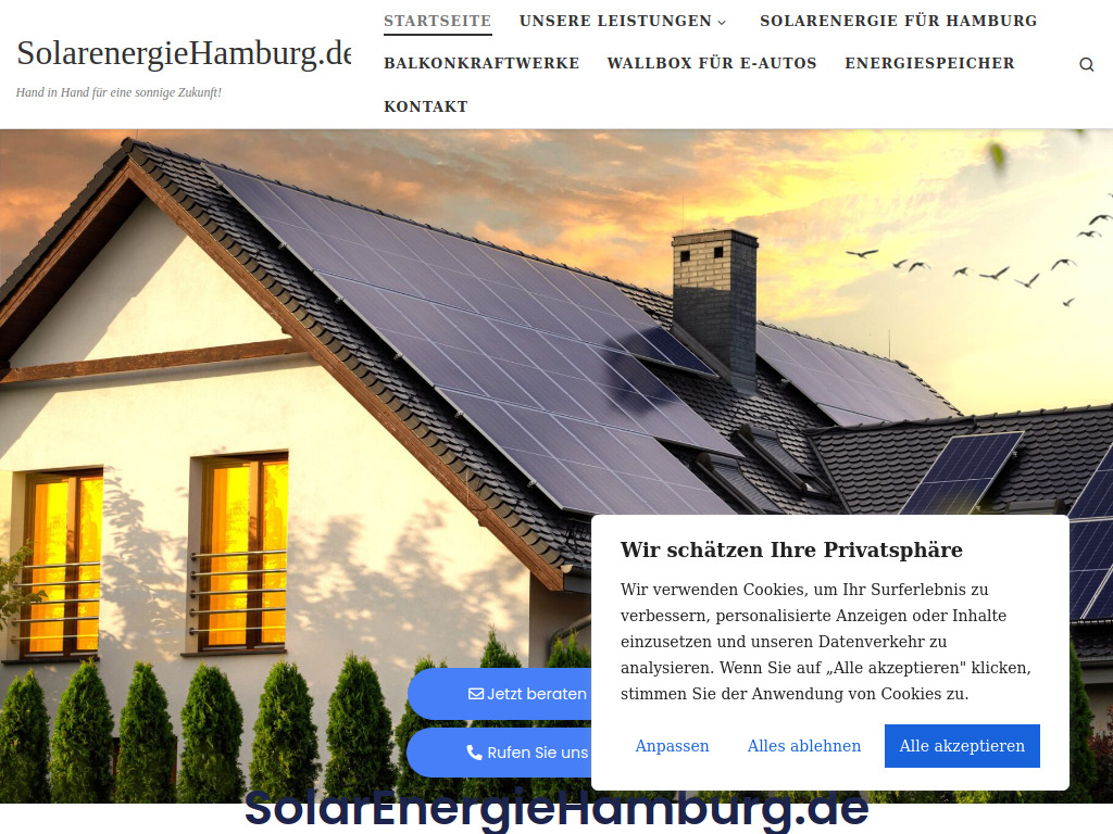 Website von SEH SolarEnergie Hamburg GmbH in Hamburg