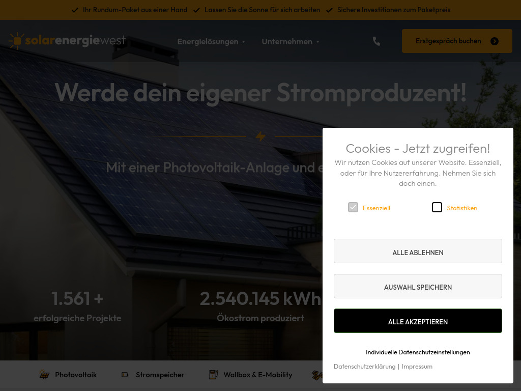 Website von SolarEnergieWest GmbH in Mönchengladbach