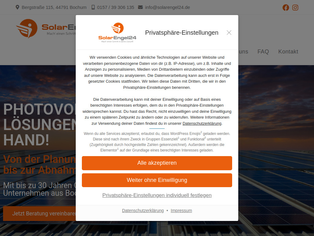 Website von SolarEngel24 GmbH in Bochum